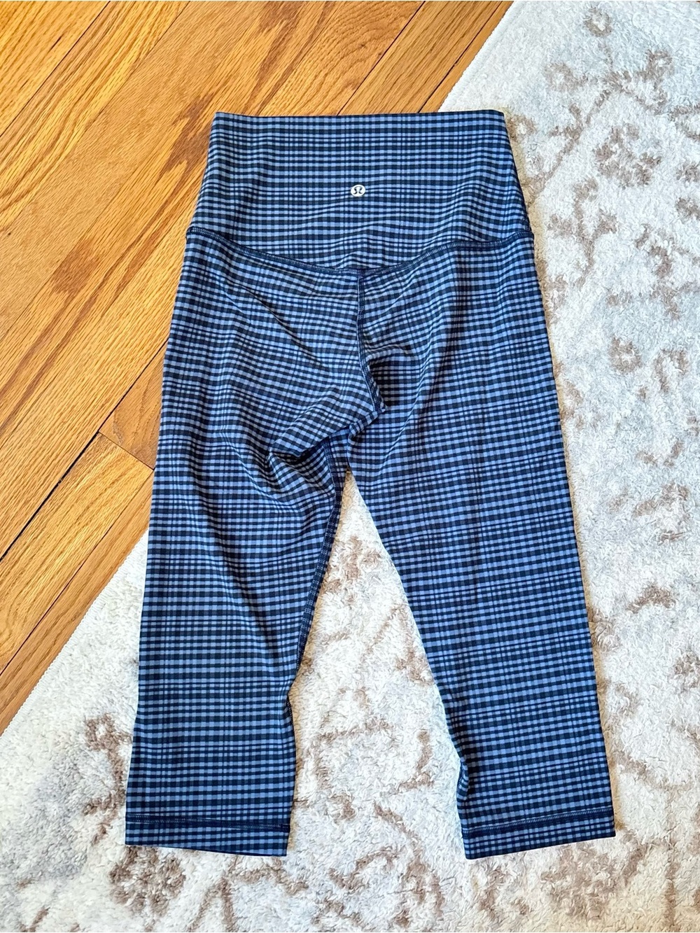 Lululemon Set Two Piece Align Tank Top Leggings 17” Glow Grid Washed Denim Multi - Picture 6 of 7